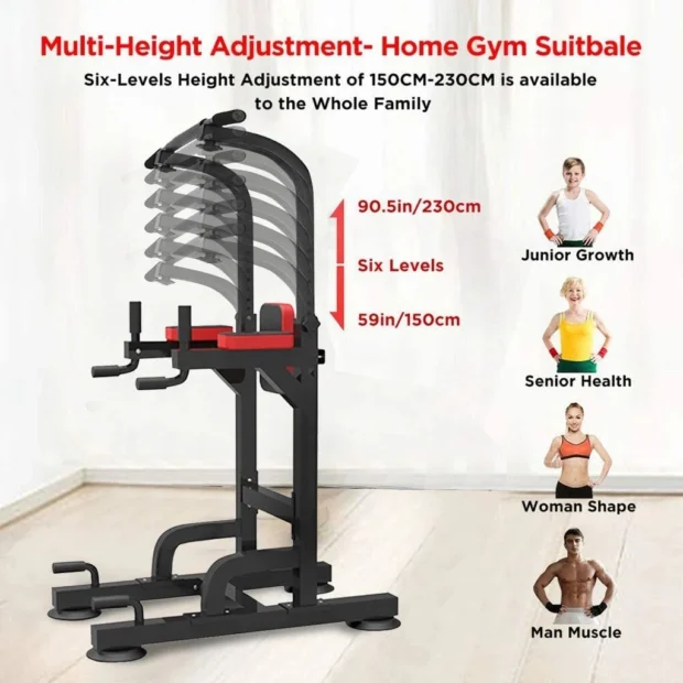 Pull-Up and Dip Station for Home Gym Strength Training Multi-Function
