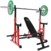 Deluxe Adjustable Squat Rack with Weight Bench for Gym Fitness